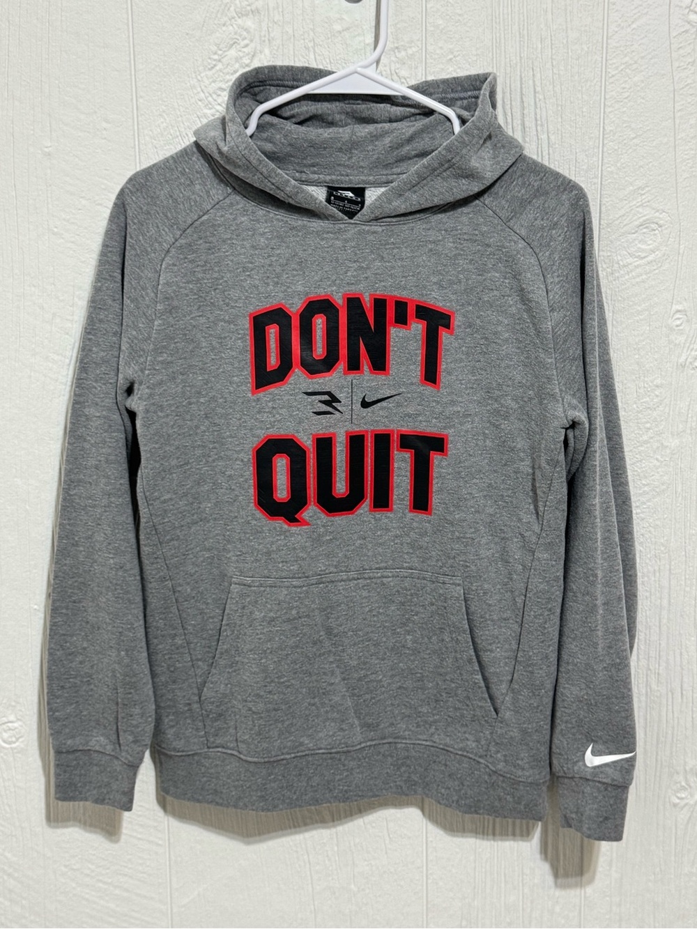 Nike 3 Brand “DON'T QUIT" Graphic Gray Pullover Hoodie Sweatshirt L (12-13Y)